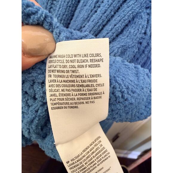 American Eagle Cropped Ombre Blue Ribbed Mock Neck Sweater Women’s XS Soft Knit - Picture 11 of 11